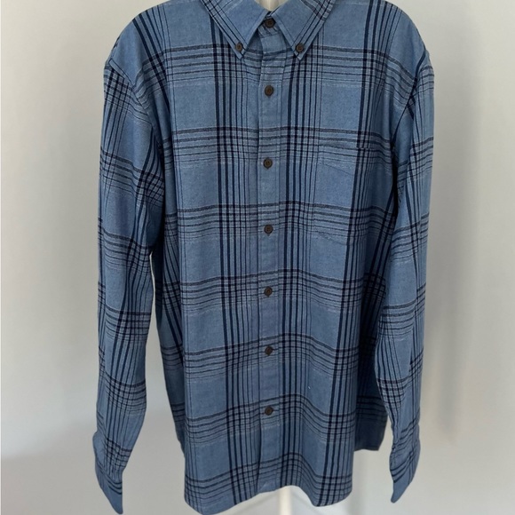 Blake Shelton Lands’ End NWT Blue Plaid Flannel Buttondown Sz. L - Picture 2 of 11
